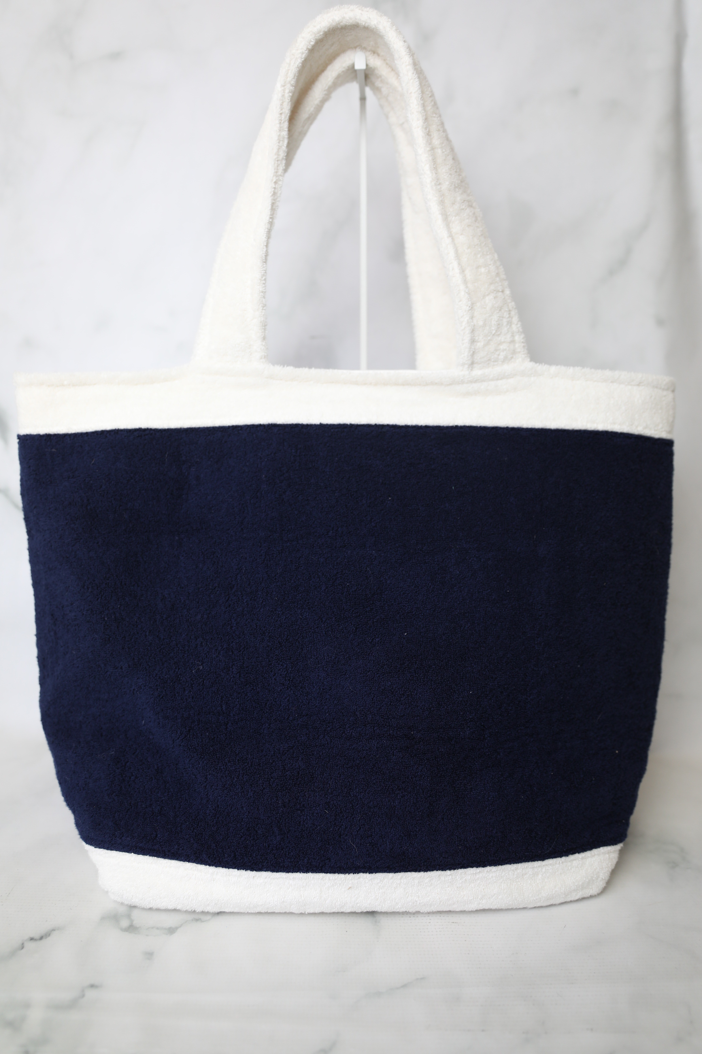 Chanel Terry Beach Tote With Towel, White and Navy Terry Fabric, New In  Dustbag WA001