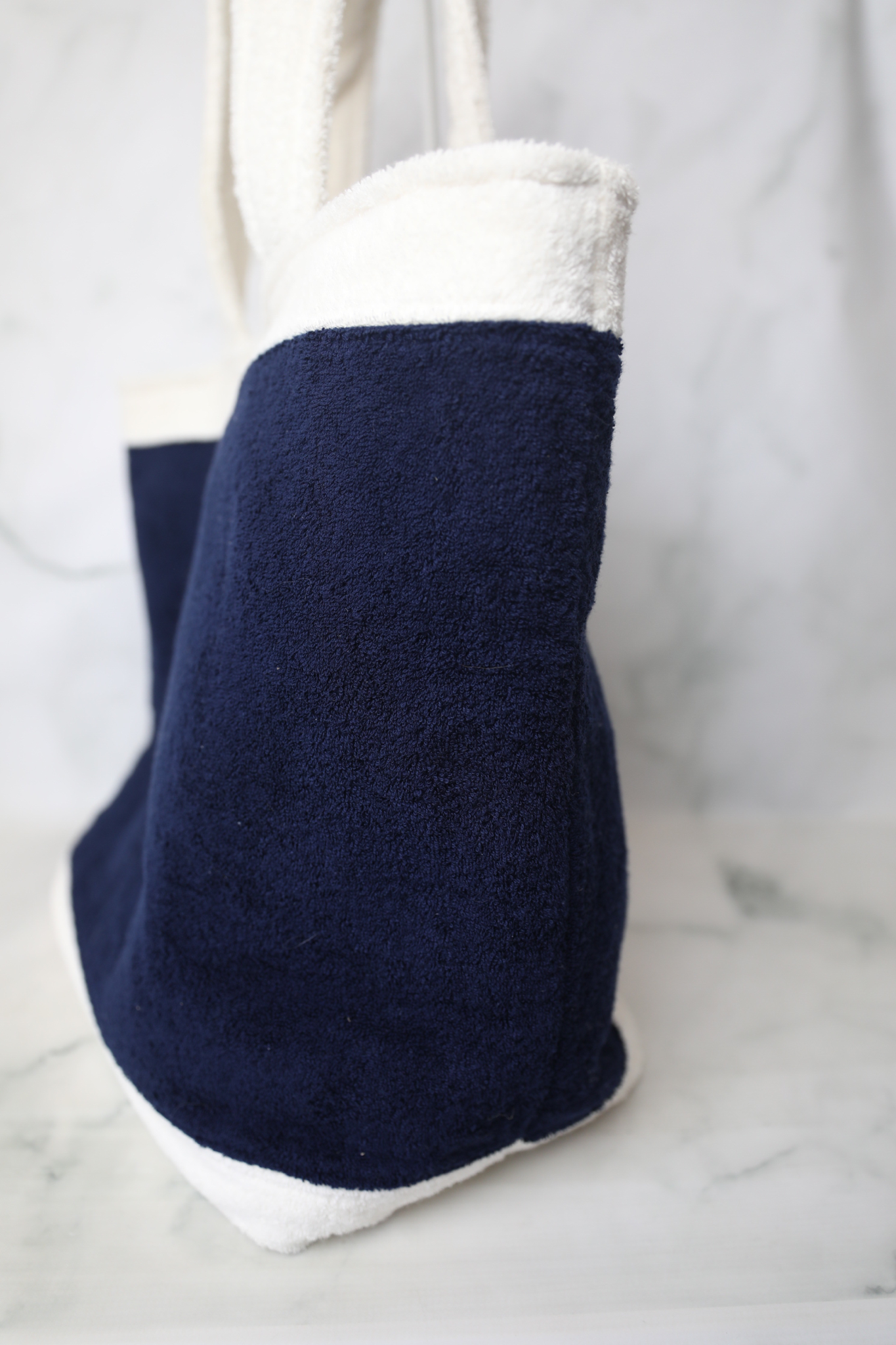 Chanel Terry Cloth Beach Bag & Towel Navy/Light Grey 21P