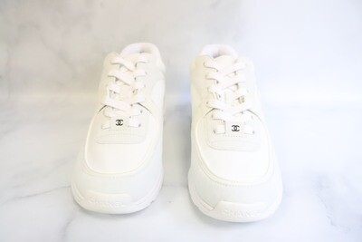 Chanel Sneakers, White, Size 37.5, New in Box