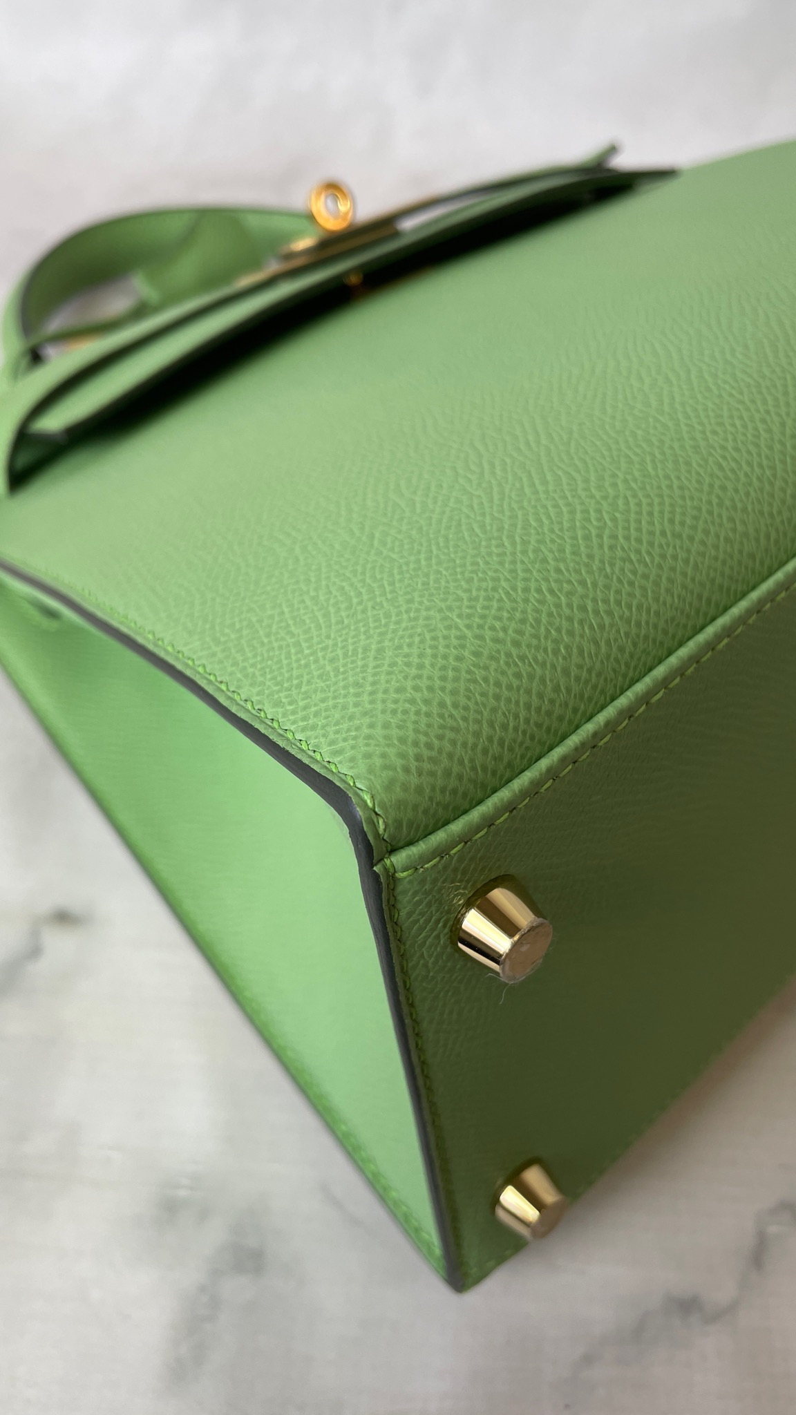 Hermes Mini Kelly Gris Meyer Epsom Leather, Gold Hardware, New In Box GA003  - Julia Rose Boston