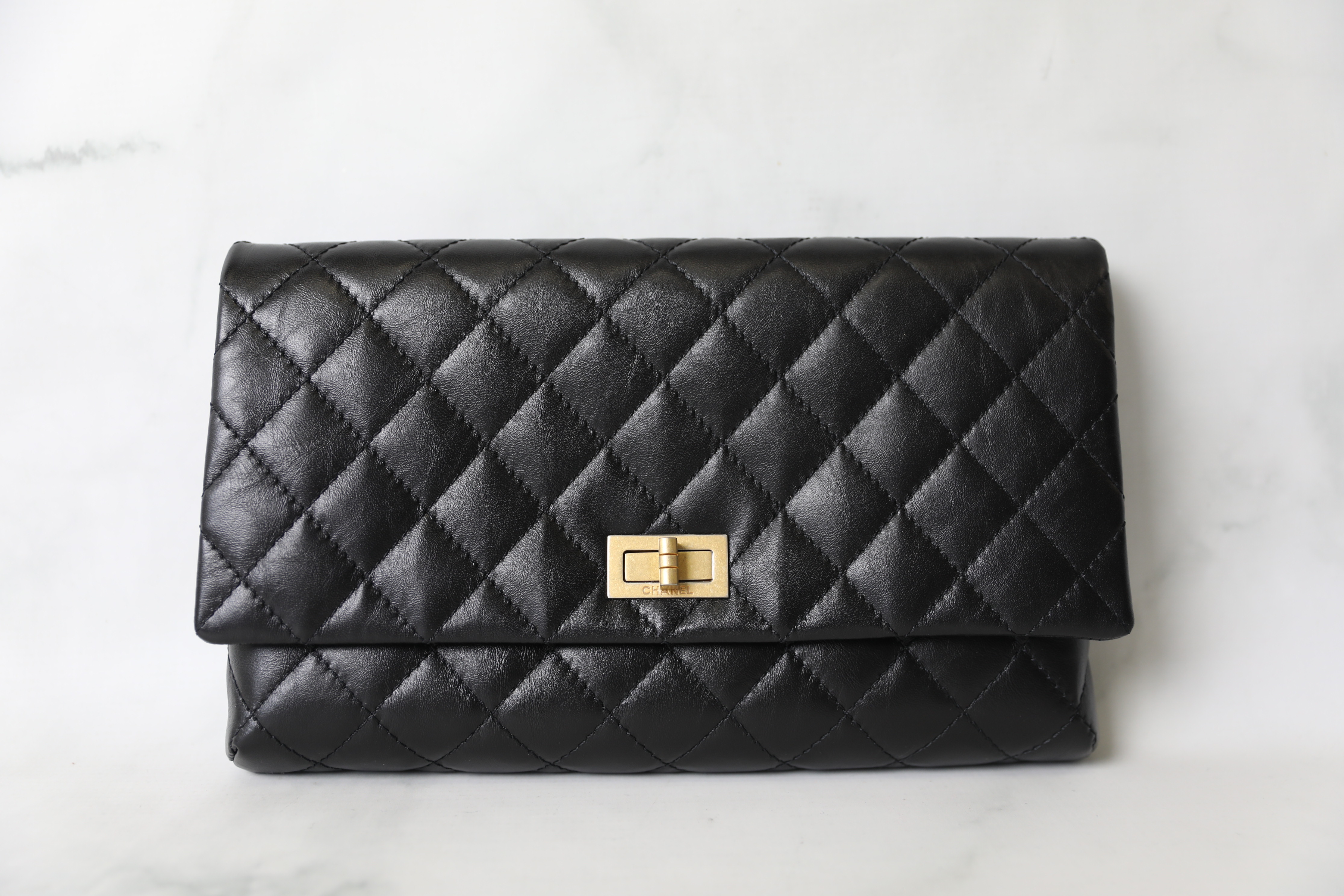 Chanel Reissue Clutch, Black Calfskin with Gold Hardware, New in