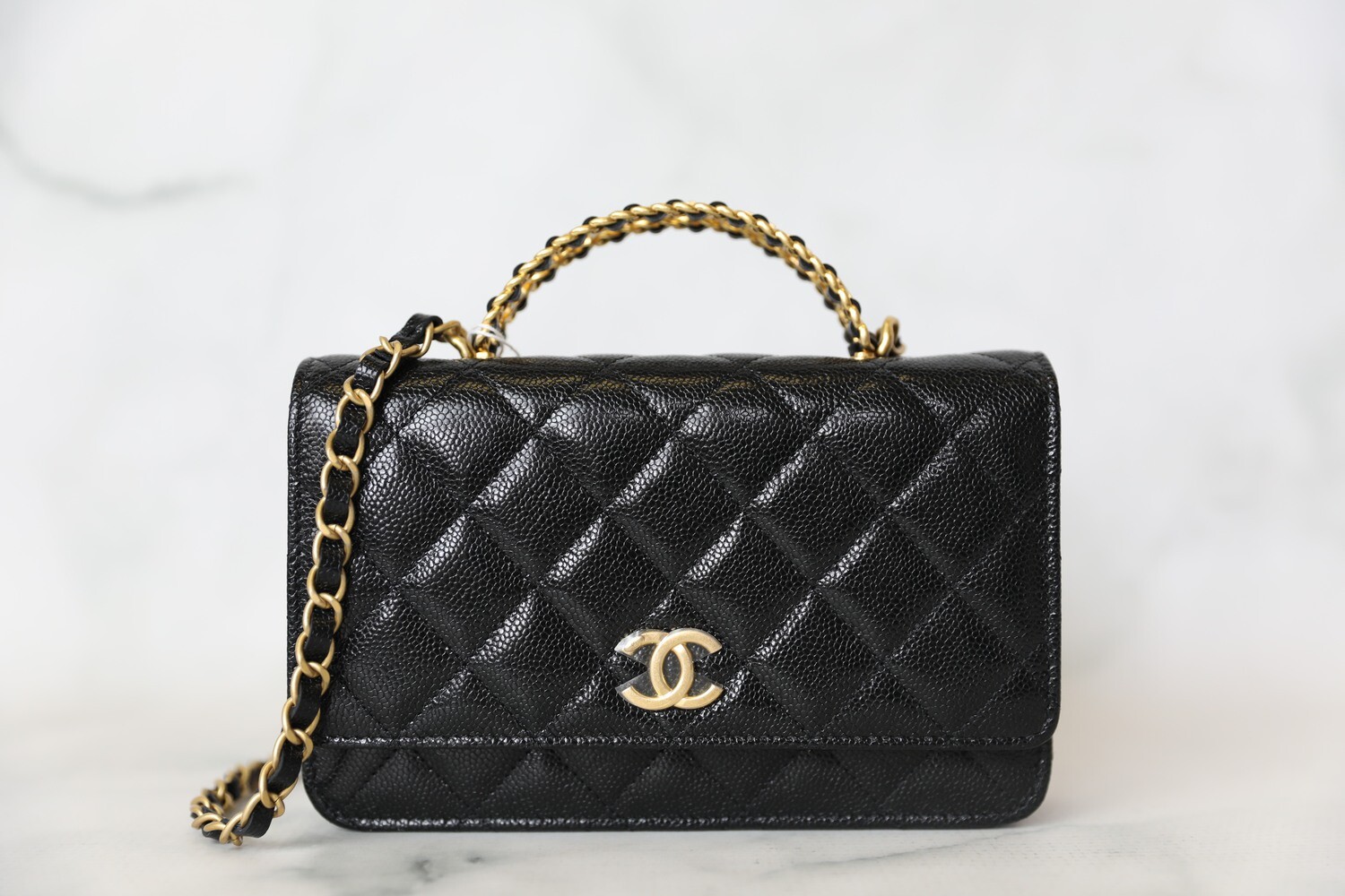 Chanel Wallet on Chain with Top Handle Black Caviar with Gold Hardware New in Box WA001 Julia Rose Boston Shop