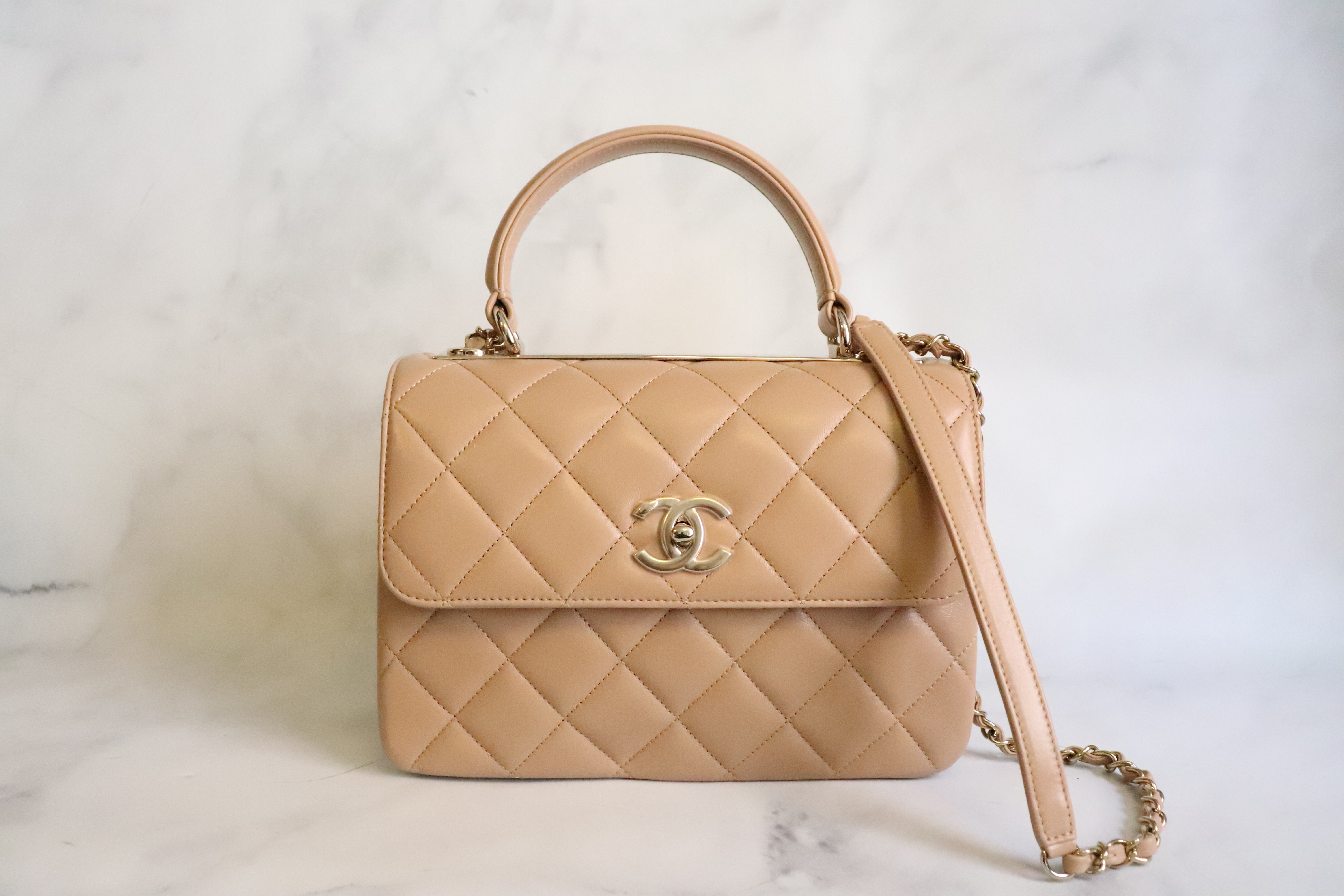 Preorder Chanel Trendy Dark Beige Lambskin Leather, Gold Hardware, New In  Box - Julia Rose Boston