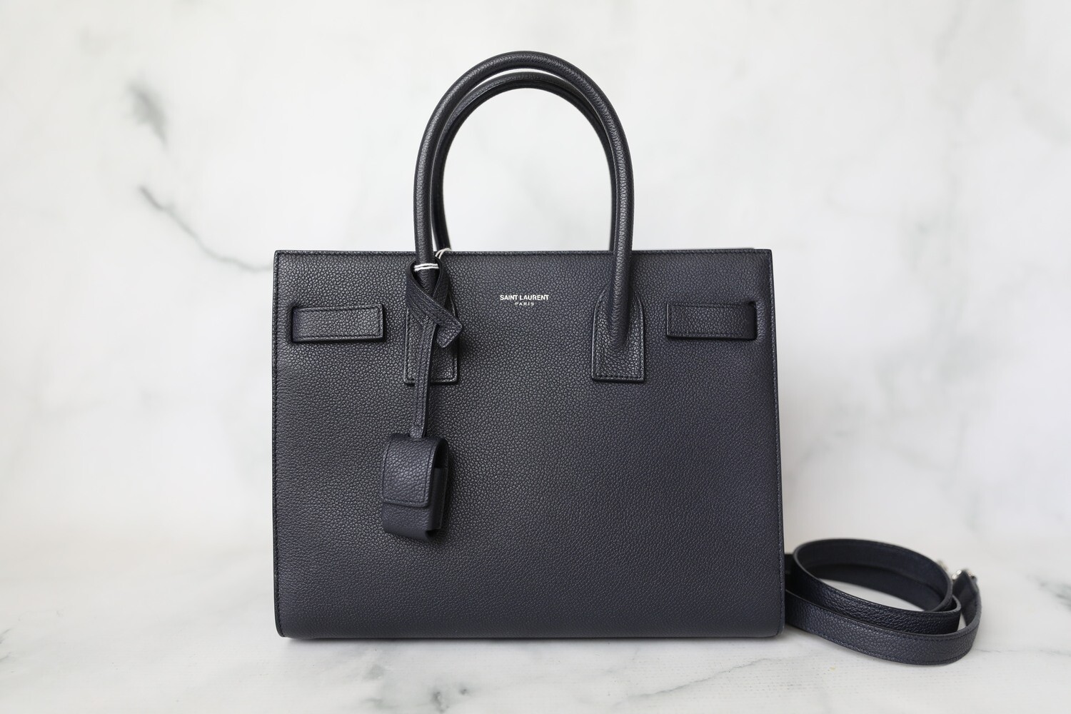 Saint Laurent Sac De Jour Baby, Navy, Preowned in Dustbag WA001