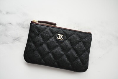 Chanel Mini O Case, Black Caviar Leather with Gold Hardware, New in Box GA001