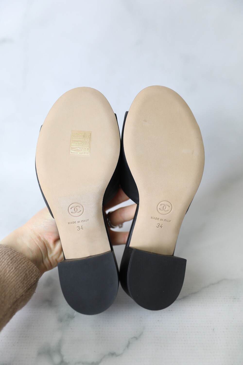 Chanel Shoes Slide Mid Heel Sandals Black, Size 34, New in Chanel Shoes Slide Mid Heel Sandals Black, Size 34, New in