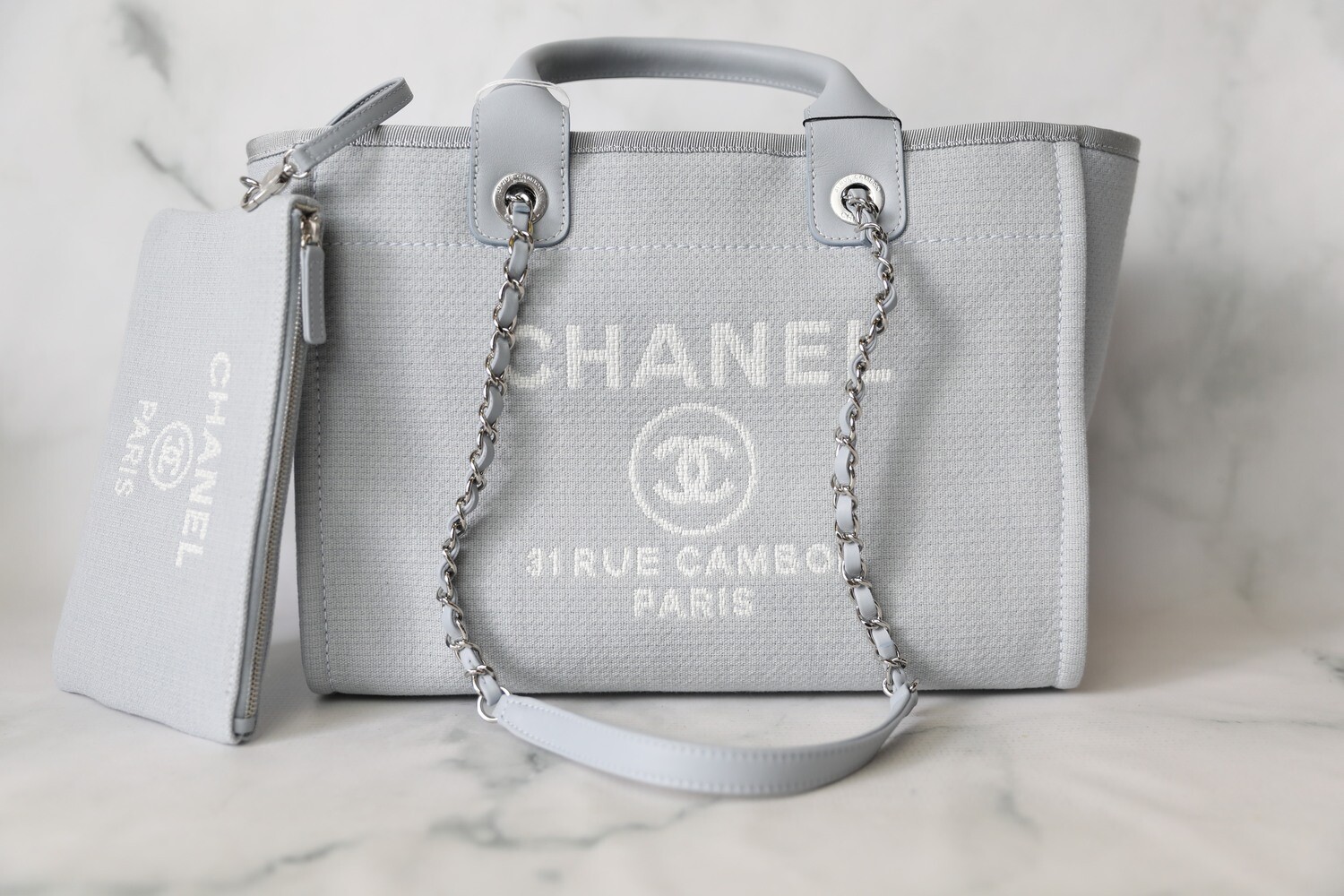 Chanel Deauville Medium with Top Handles, Grey, New in Box 