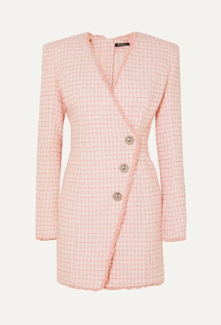 Balmain Tweed Dress, Pink with White, Size 38, Preowned - Julia Rose Boston |