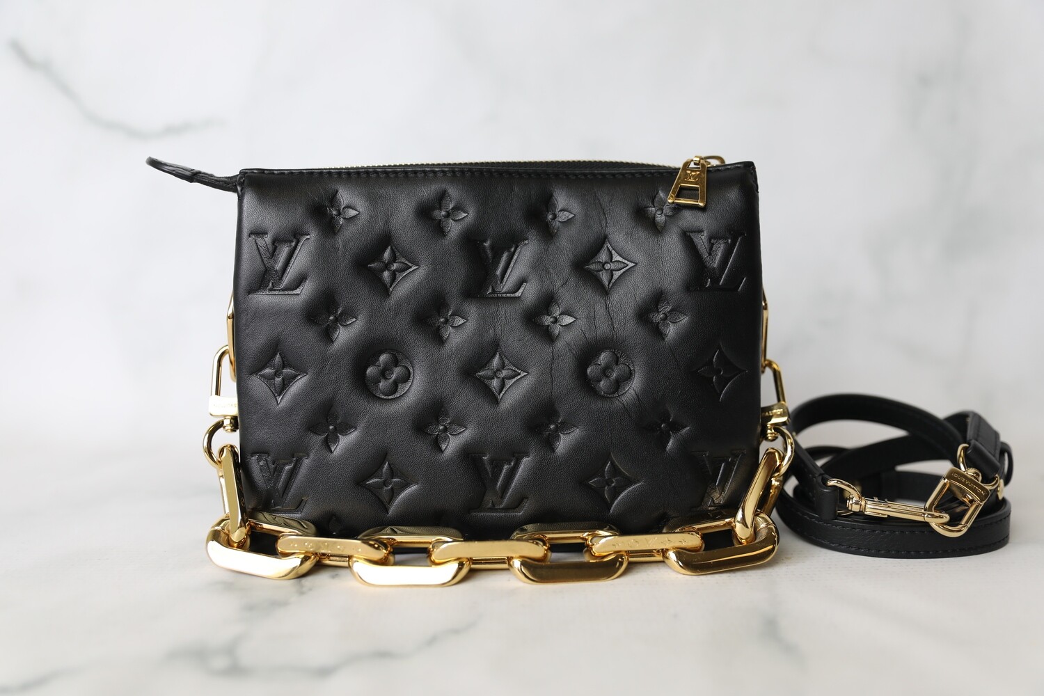Louis Vuitton - Coussin MM - Black Leather Shoulder Bag w/ 2 Straps FU -  BougieHabit