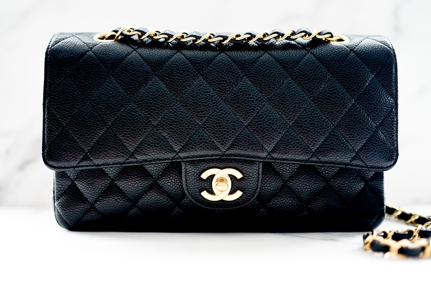 Chanel Vintage Medium Classic Flap, Black Caviar with Gold Plated