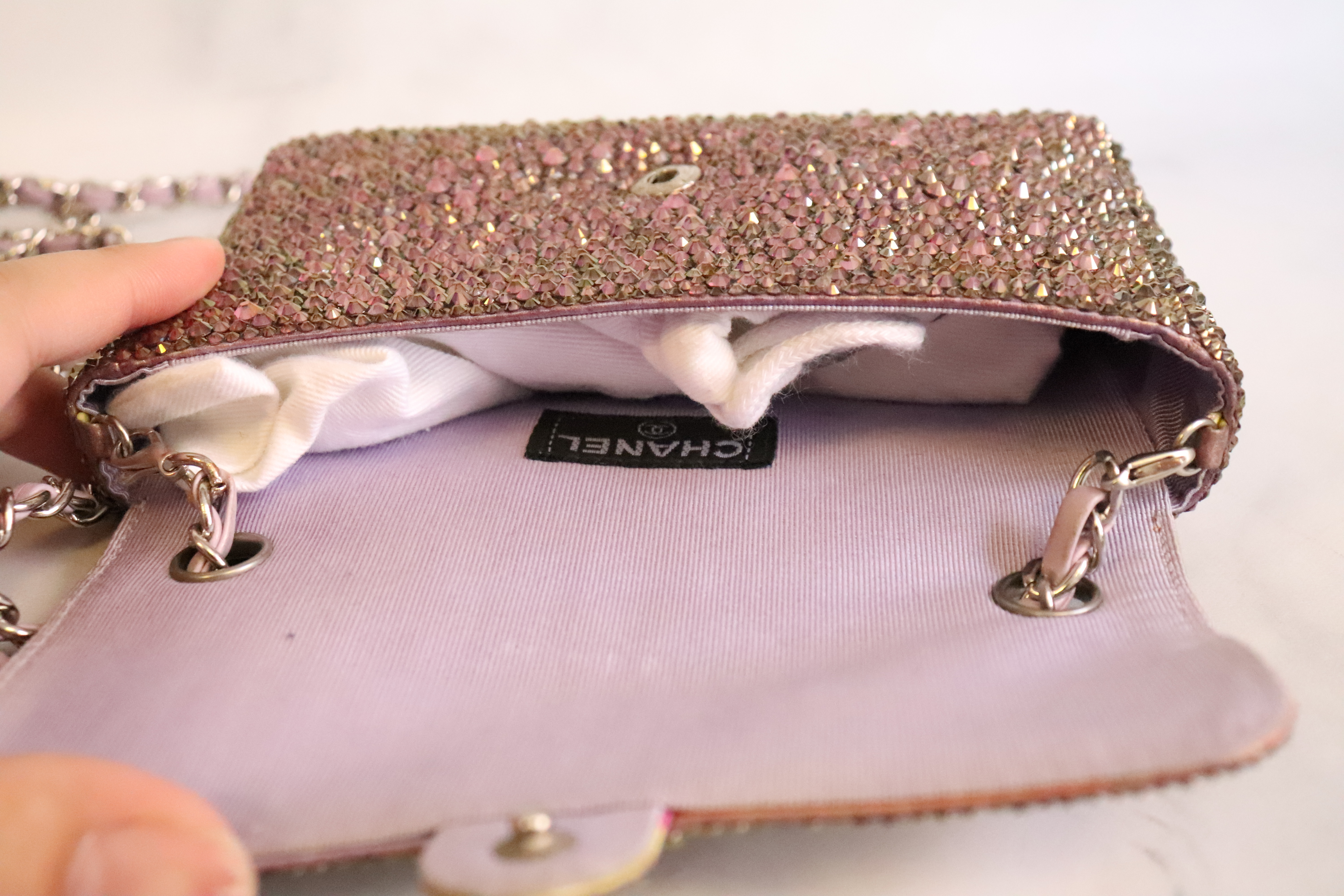 Chanel Mini Bag Pink Swarovski Crystals - One of a Kind