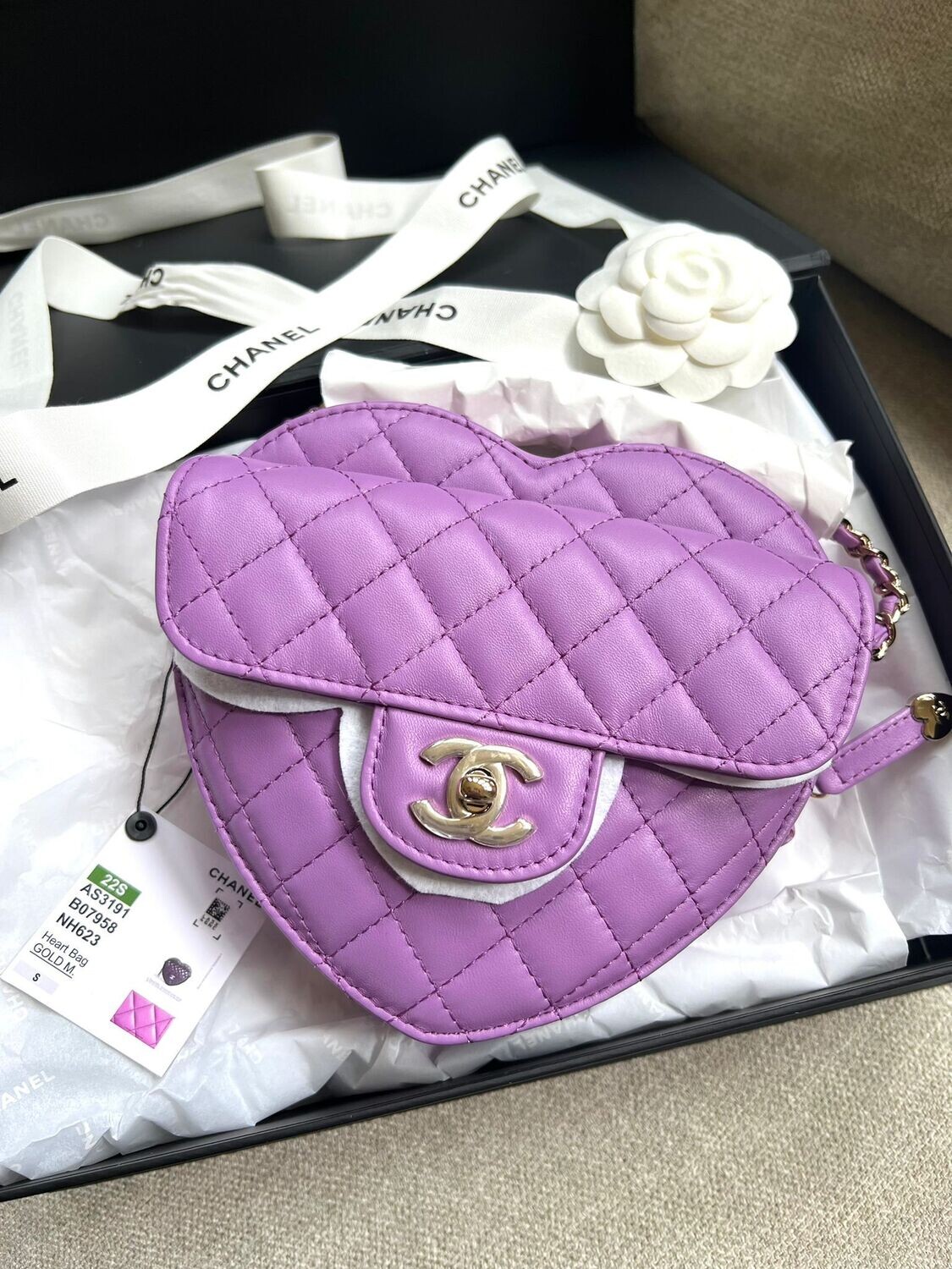 purple heart chanel bag