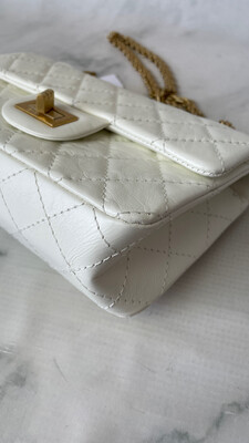 Chanel Reissue Mini, White Calfskin with Gold Hardware, New