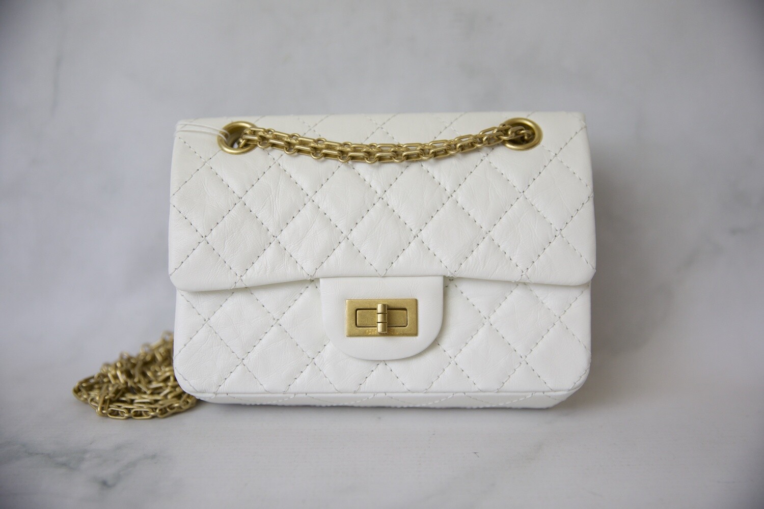Chanel Reissue Mini, White Calfskin with Gold Hardware, New in Box WA001
