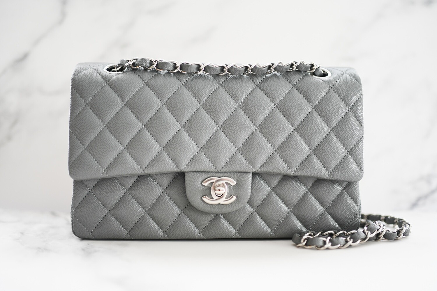 Chanel Grey Quilted Caviar Jumbo Classic Double Flap Gold Hardware, 2020  Available For Immediate Sale At Sotheby's 