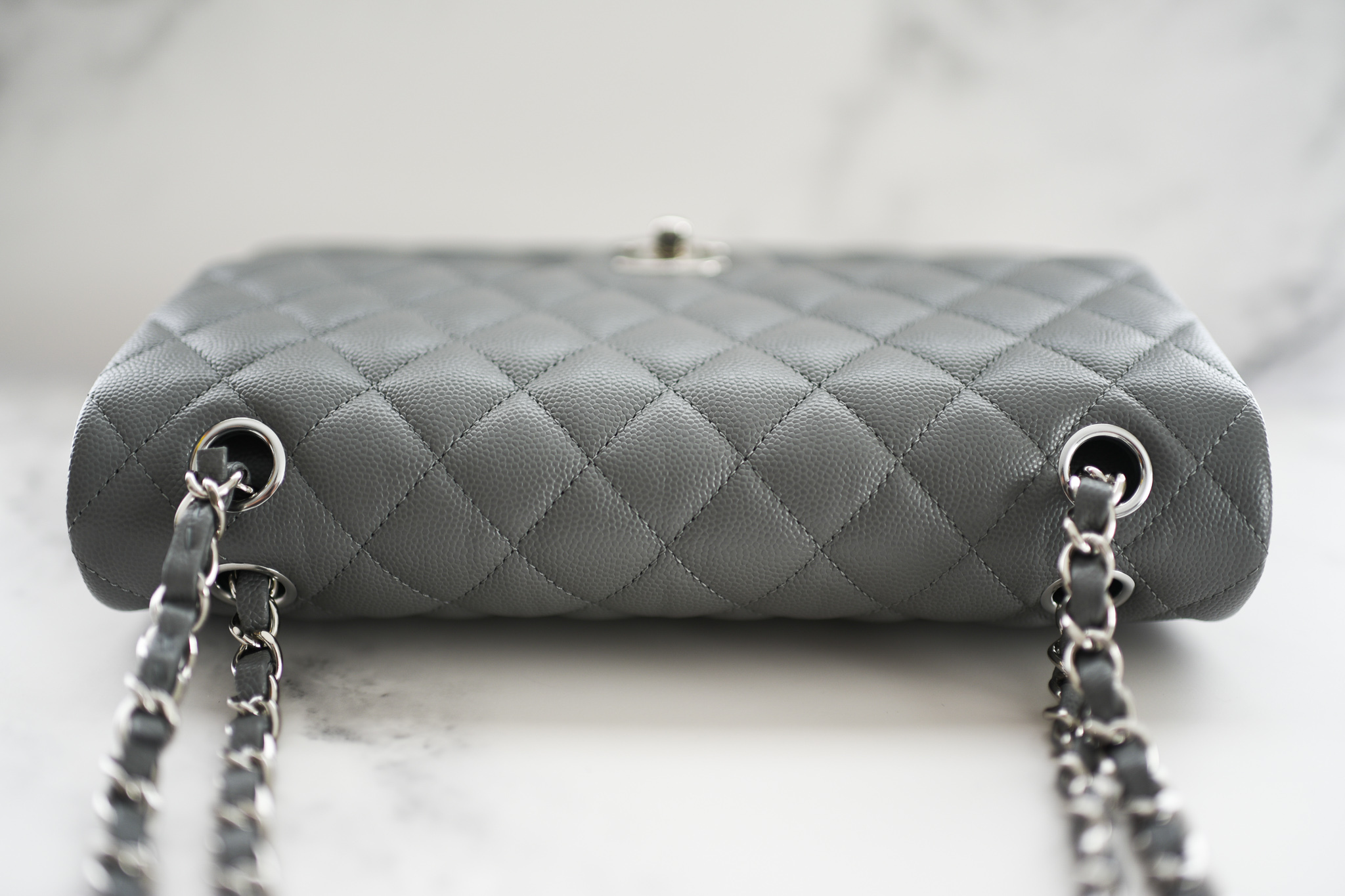 Chanel Silver Caviar Classic Travel XXL Flap Bag with Ruthenium