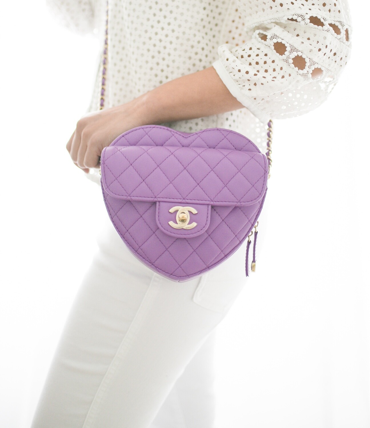 Chanel Heart Bag Large, Purple Lambskin Leather, Gold Hardware, New In Box  - Julia Rose Boston