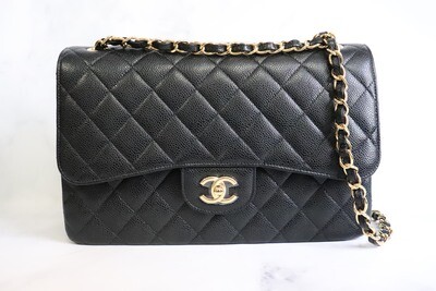 Chanel Classic Jumbo Double Flap, Black Caviar Leather, Gold hardware, New in Box