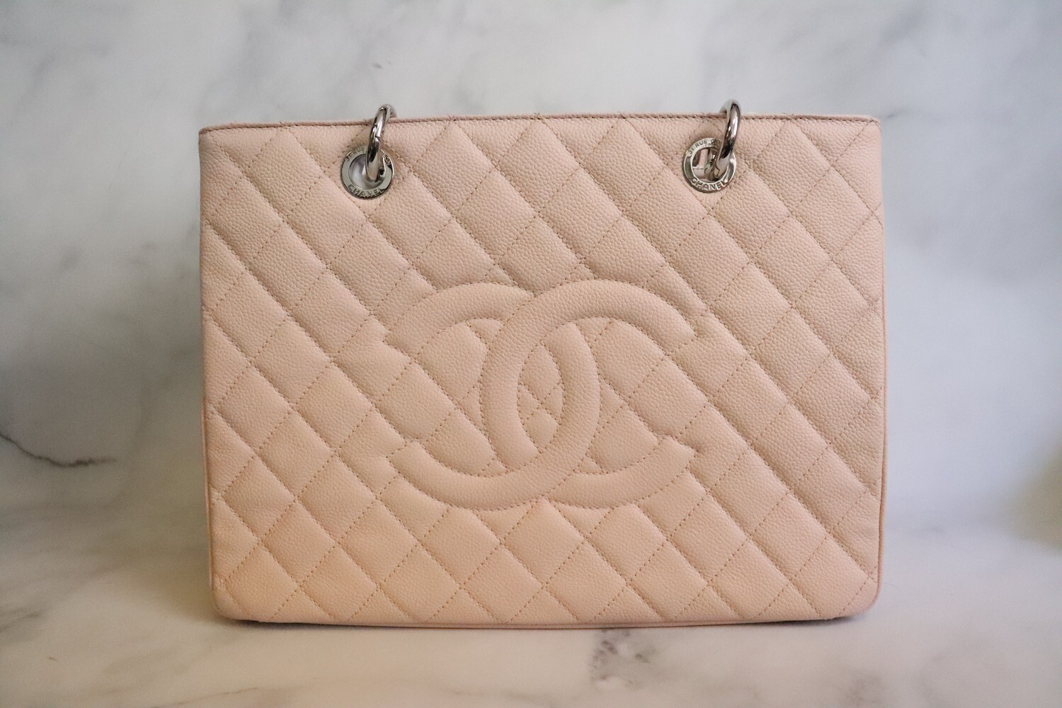 CHANEL Grand Shopping Tote GST Chain Hand Tote Bag Pink Caviar