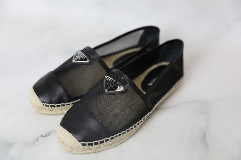 フラットシューズ PRADA  leather espadrilles Prada Espadrilles 41 EU: Black Mesh & Leather