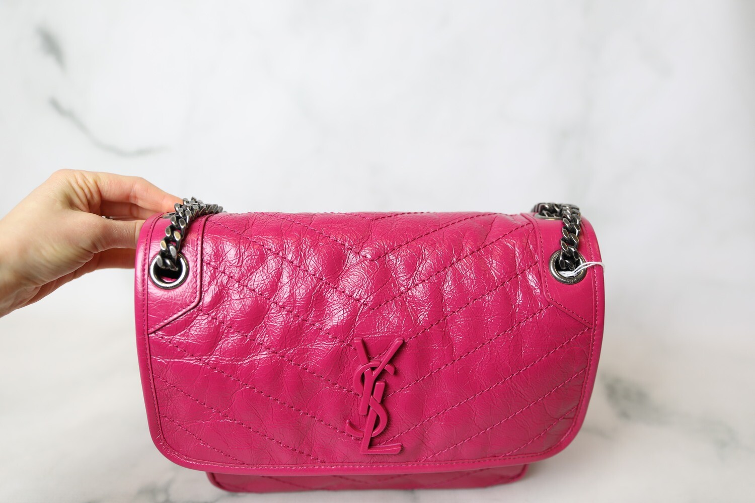Saint Laurent Niki Medium Pink New in Dustbag WA001 Julia Rose Boston Shop