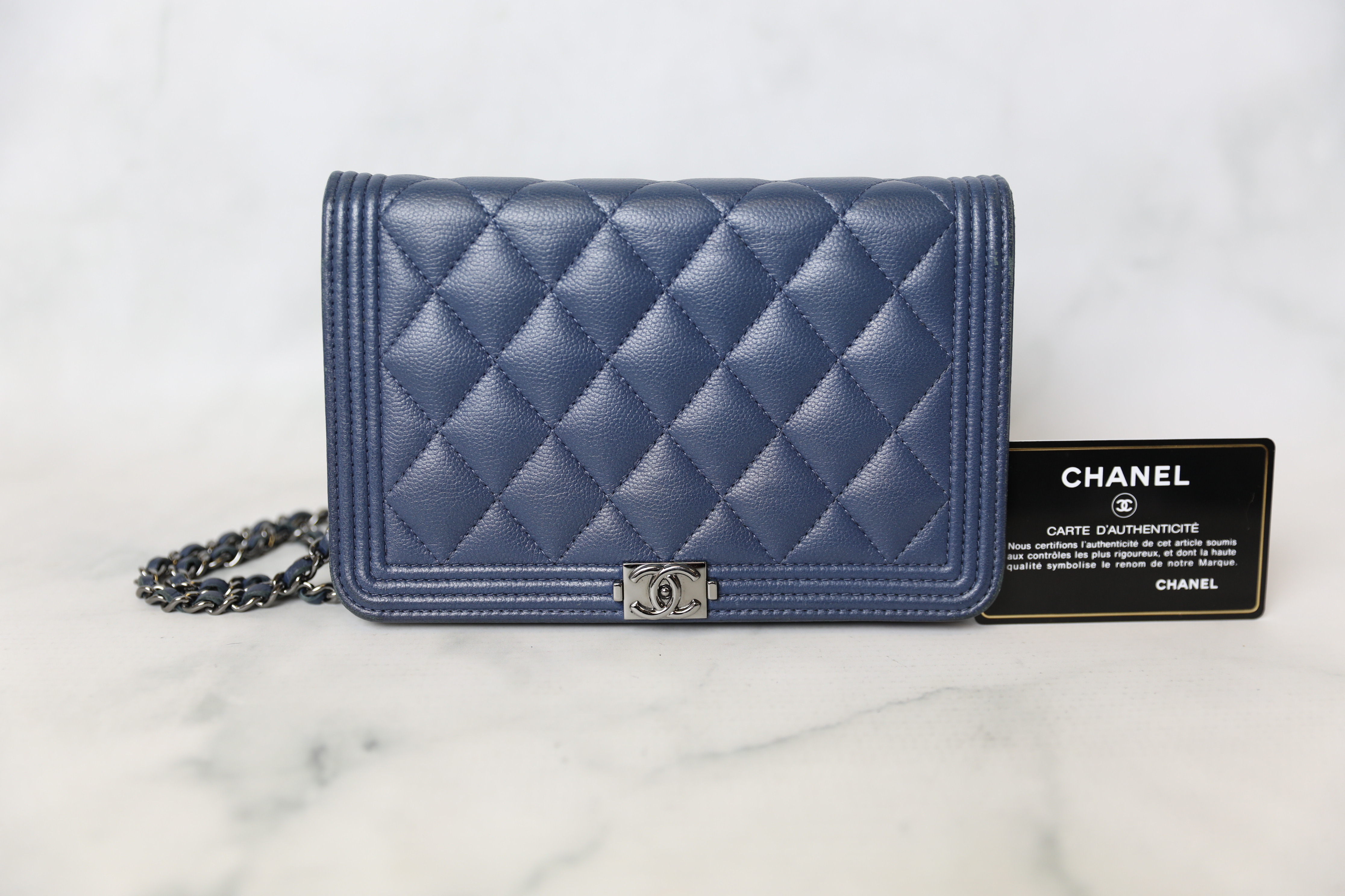 Chanel Navy Boy Compact Wallet – The Closet