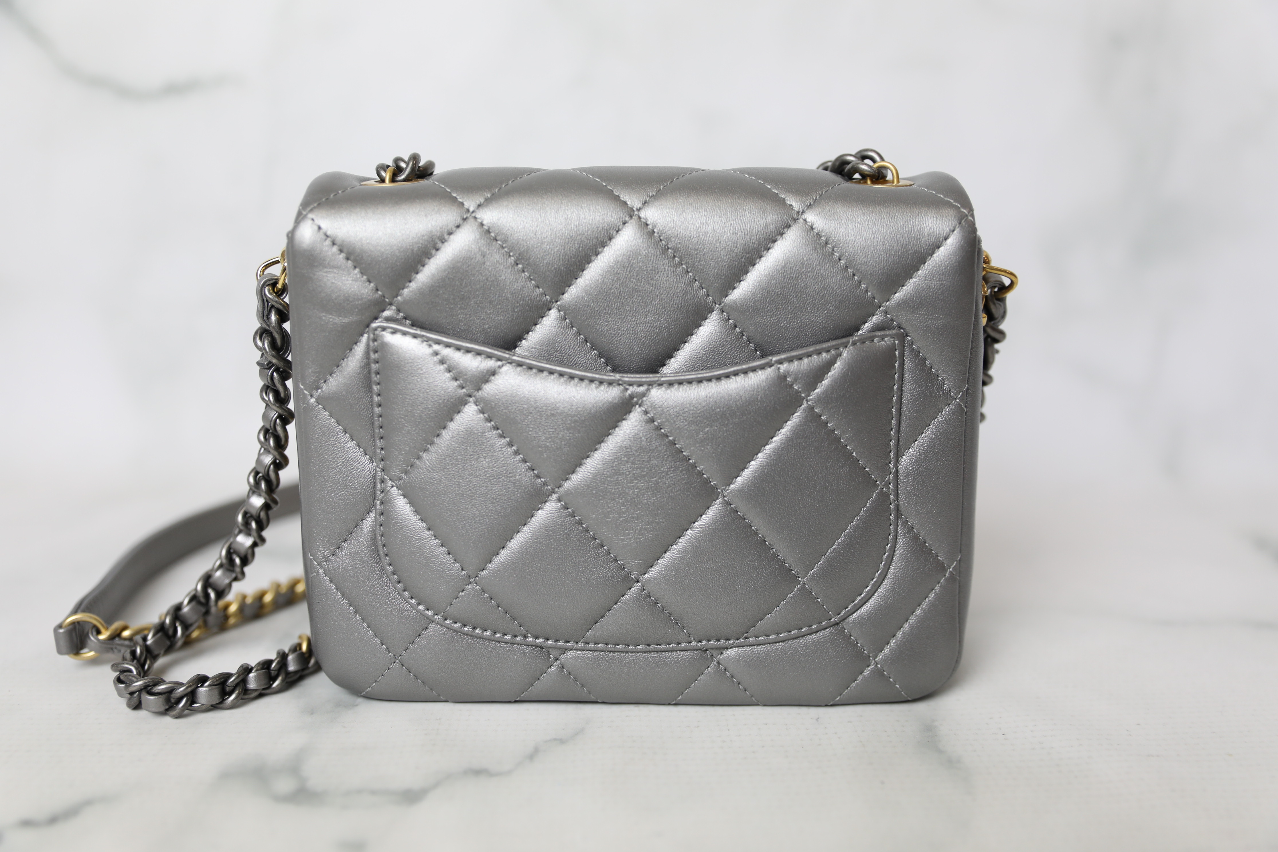 Chanel Side Note Small Flap, Grey with Gold Hardware, Preowned in Box WA001  - Julia Rose Boston