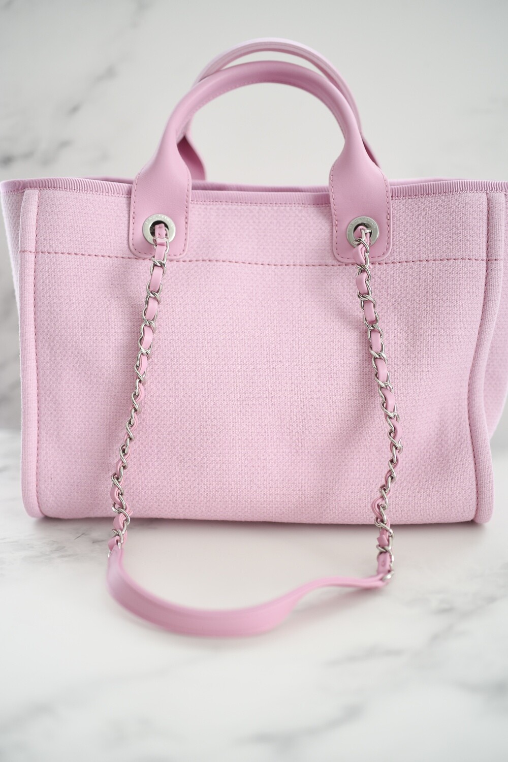 Chanel Deauville Small with Handles and Pouch, Pink with Silver Hardware,  New in Dustbag WA001