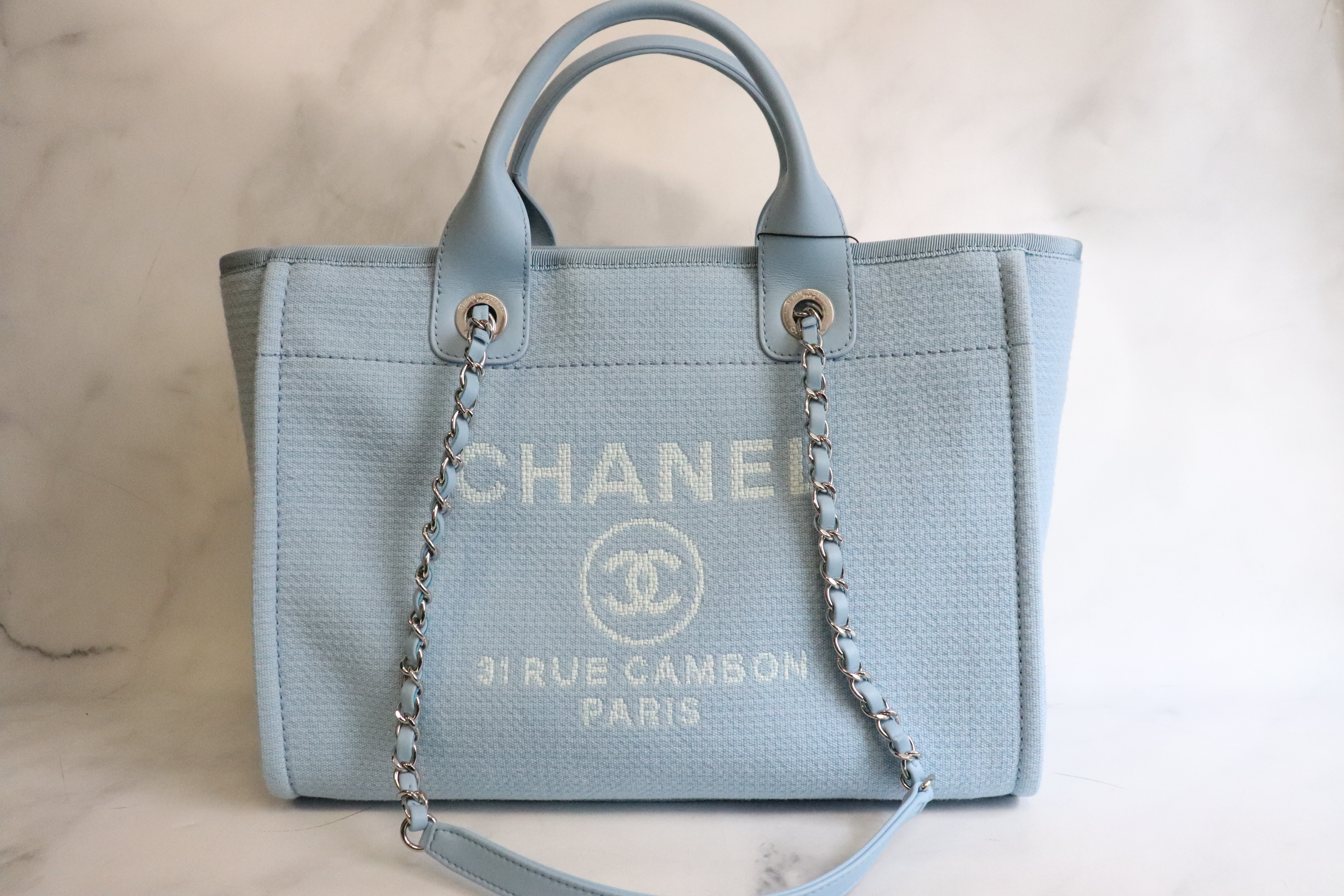Chanel Deauville Medium, 22S Blue, Silver Hardware, New in Dustbag MA001