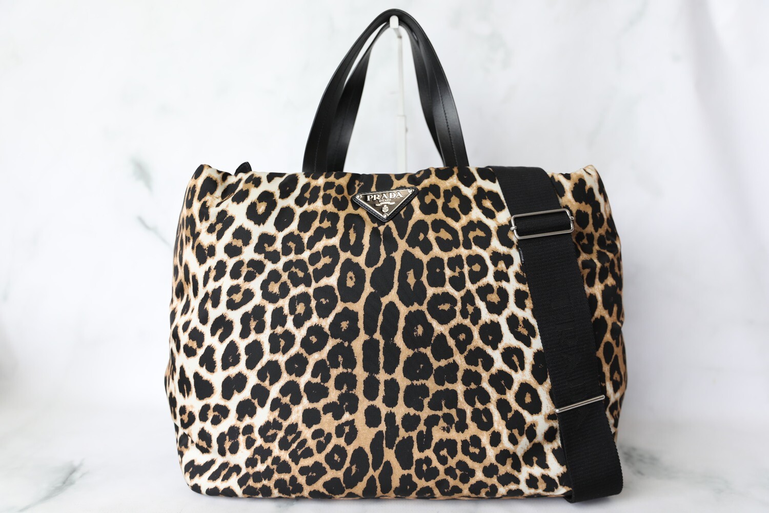 Prada Large Tote Leopard Nylon Preowned in Dustbag WA001