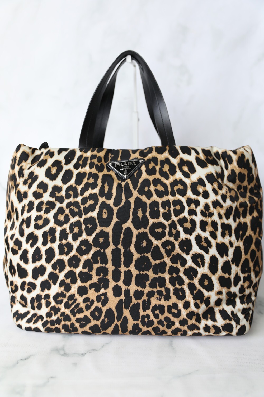 Prada Large Tote, Leopard Nylon, Preowned in Dustbag WA001