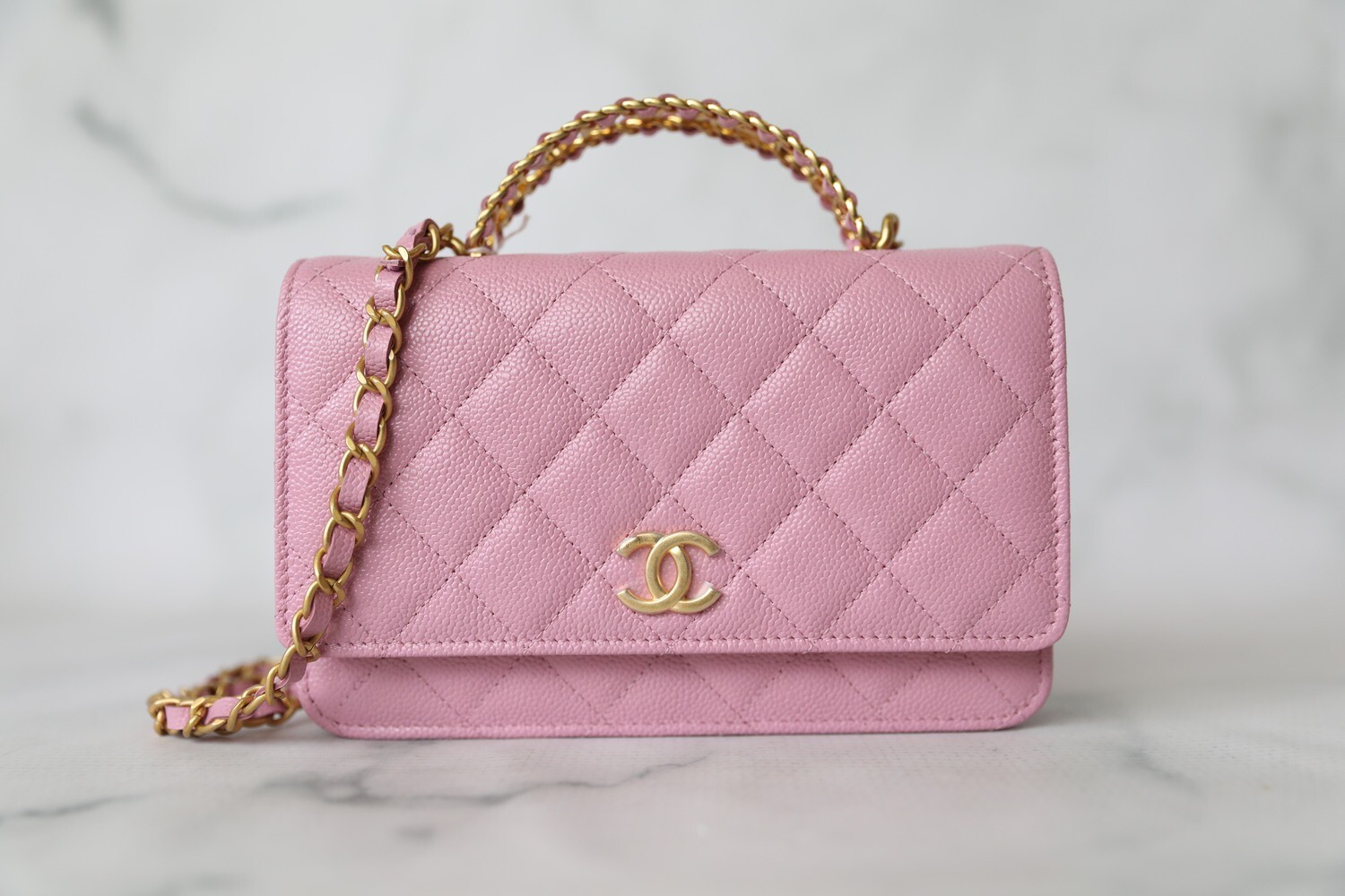 Chanel Wallet on Chain with Top Handle, Pink Caviar with Gold