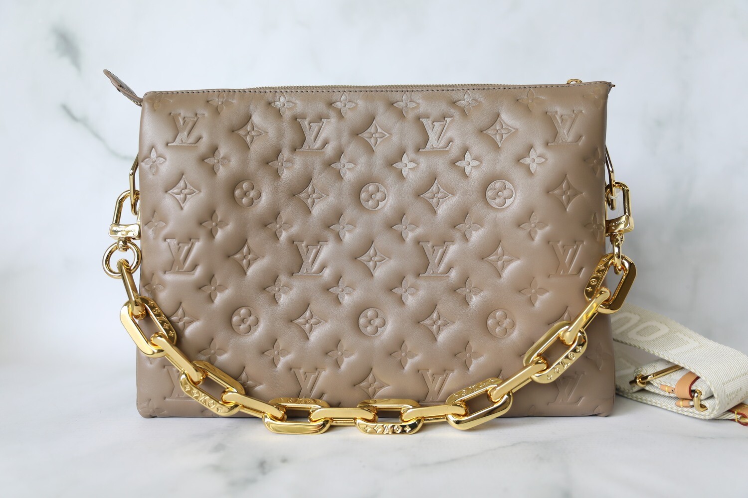 Louis Vuitton Coussin MM, Taupe, New in Box WA001