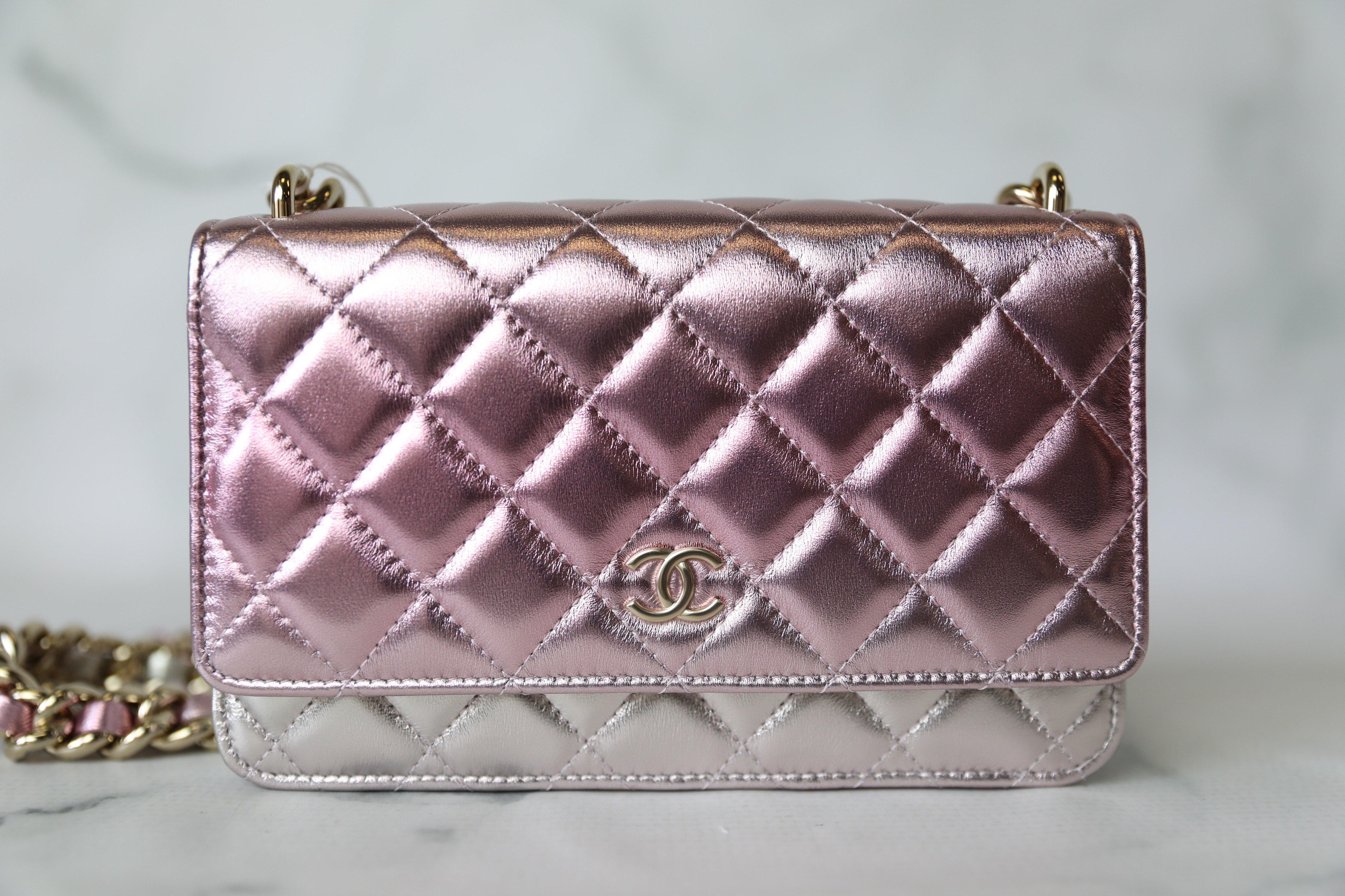 Chanel Wallet on Chain, Gradient Metallic Calfskin and Gold Lacquered  Metal, New in Box WA001 - Julia Rose Boston