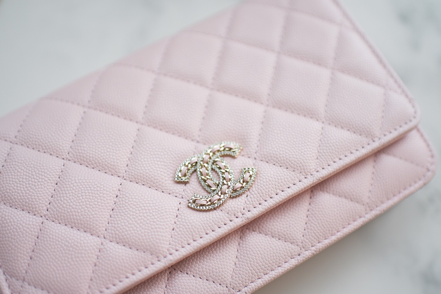 NWT 21K Authentic Chanel Iridescent Pink Unicorn WOC Wallet On Chain Handbag