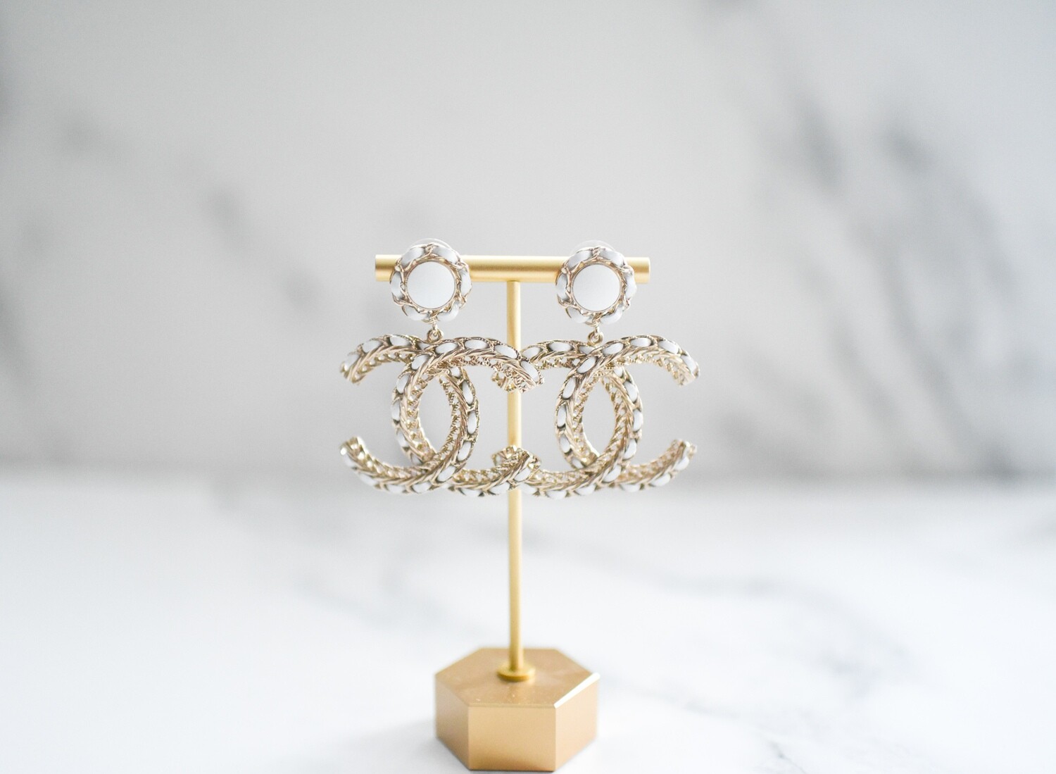 Chanel White And Gold Metal And Imitation Pearl CC Drop Earrings, 2020-2021  Available For Immediate Sale At Sotheby's