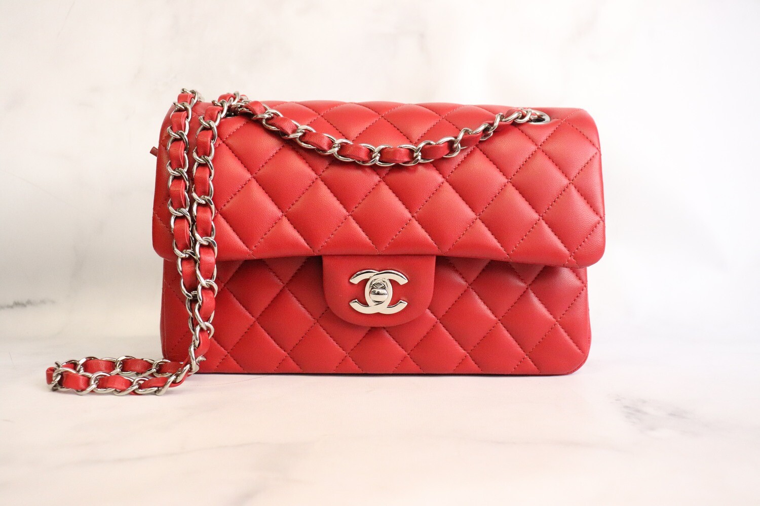 Chanel Classic Small Double Flap, Red Lambskin Leather, Silver Hardware,  Preowned in Dustbag - Julia Rose Boston | Shop