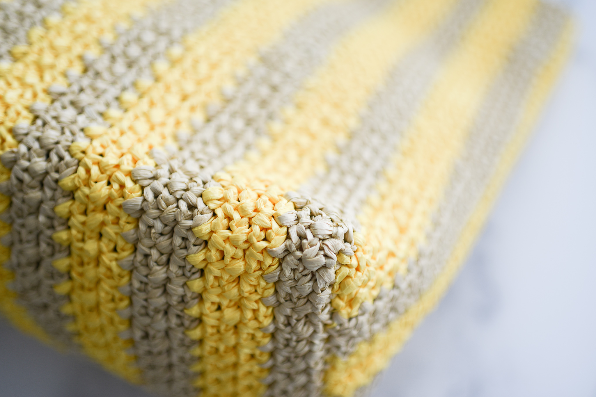 Prada raffia tote bag Cedar logo crochet yellow 37×36×3cm with