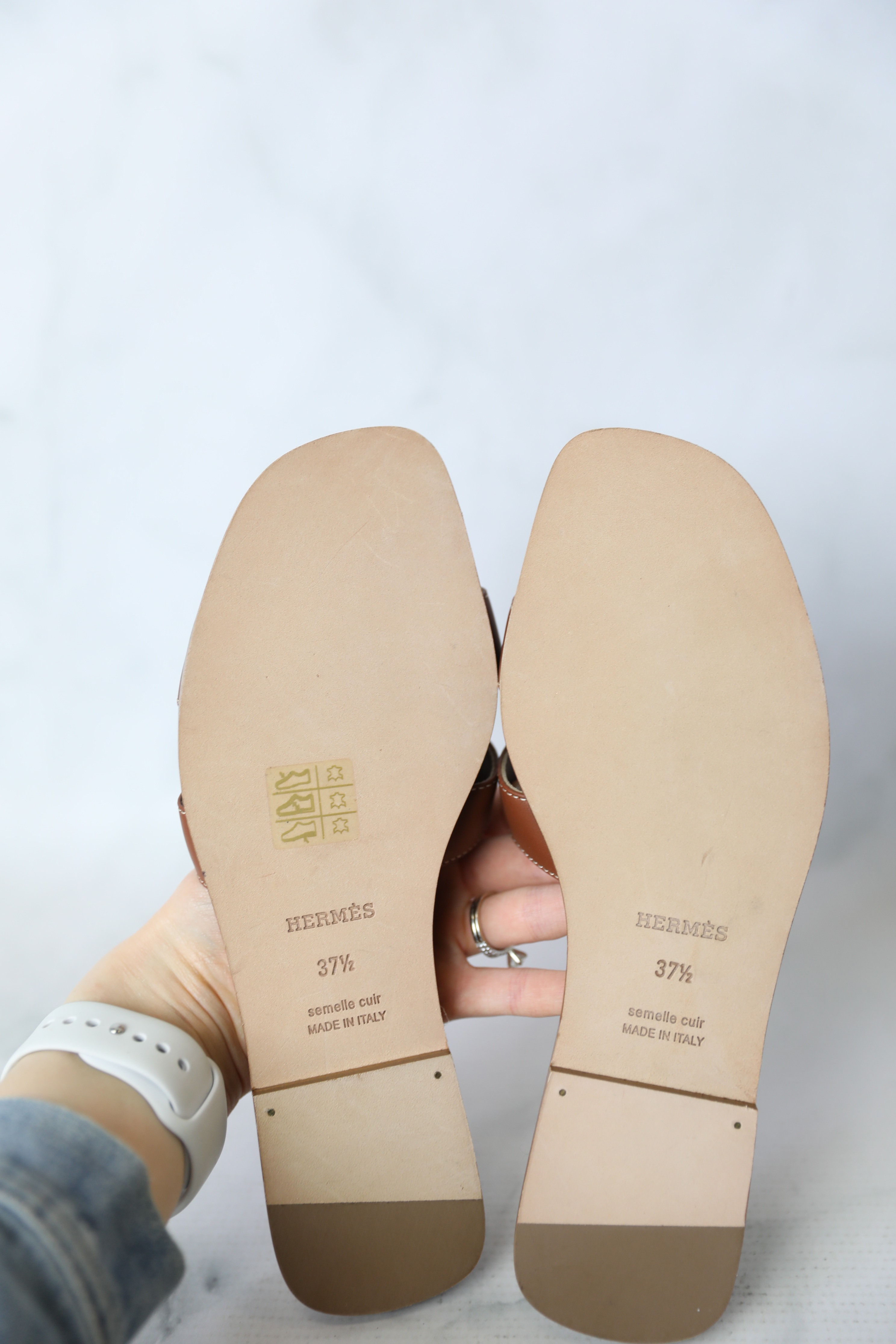 Hermes Oran Slide Sandals, Etoupe, Size 37.5, New in Box WA001