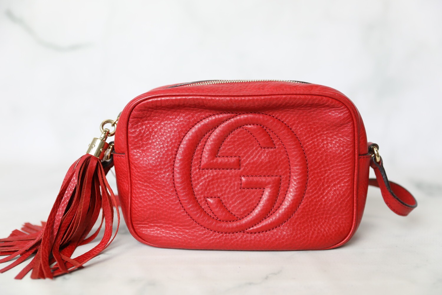 Gucci Soho Disco Crossbody, Red, Preowned No Dustbag WA001