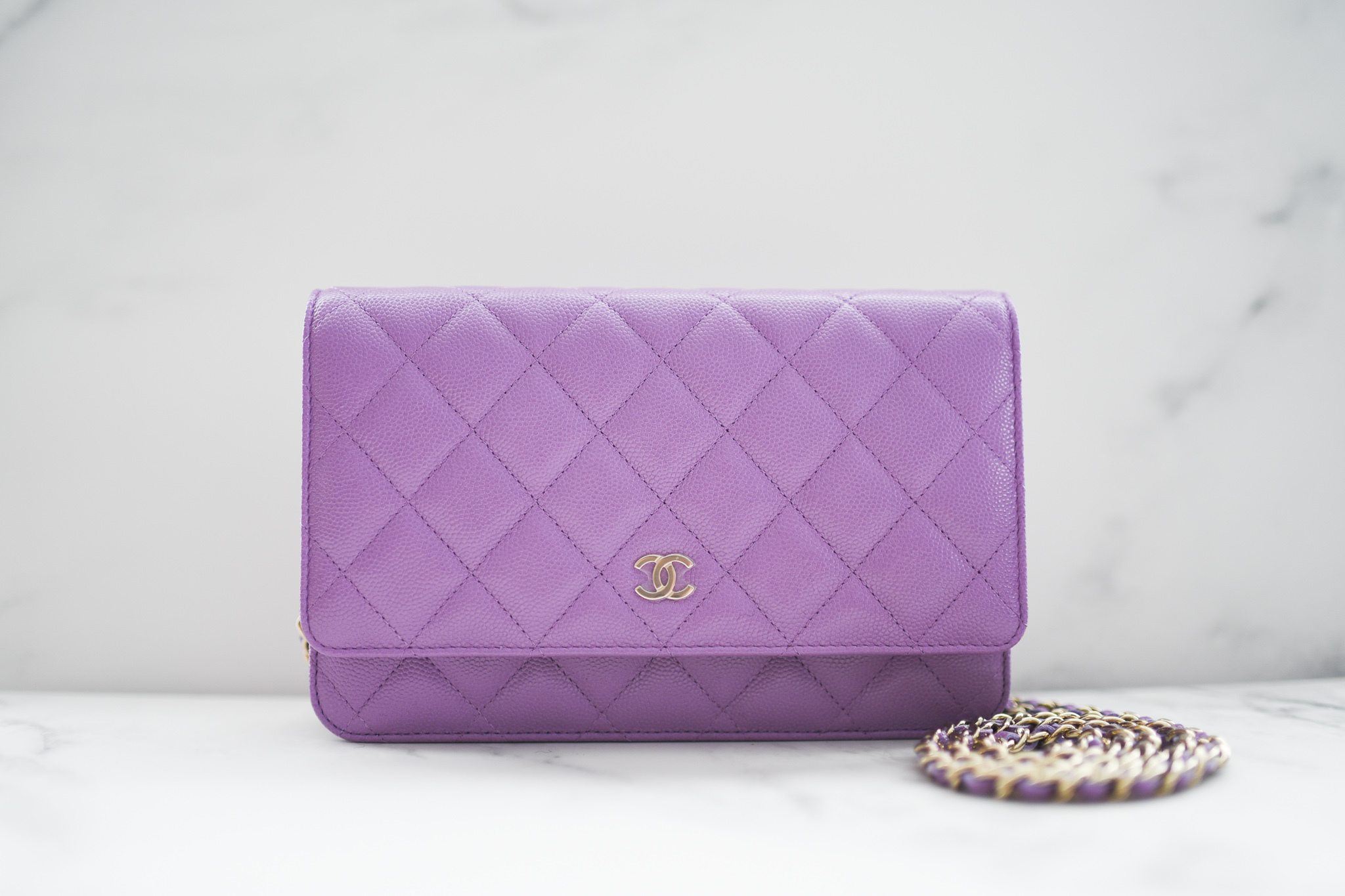 Chanel Wallet on Chain, 22S Lilac Purple Caviar Leather, Gold Hardware, New  in Box MA002