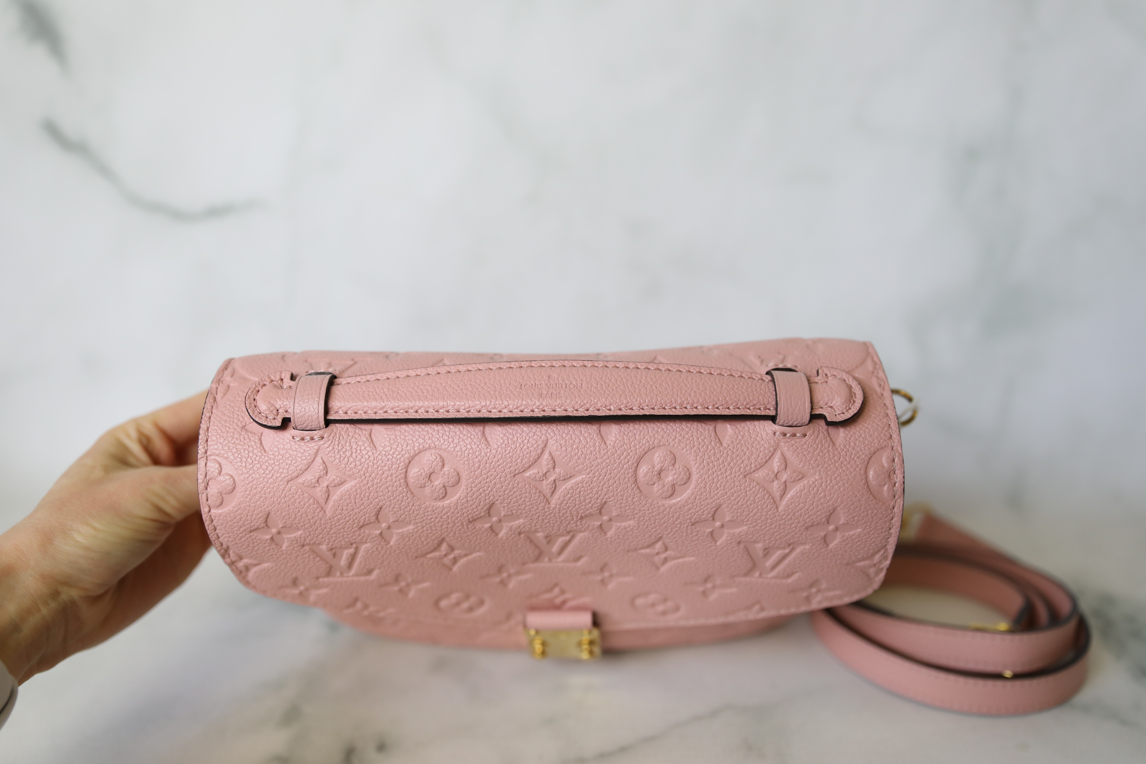 Louis Vuitton Pochette Metis, Pink Empreinte Leather, Preowned in Dustbag  WA001