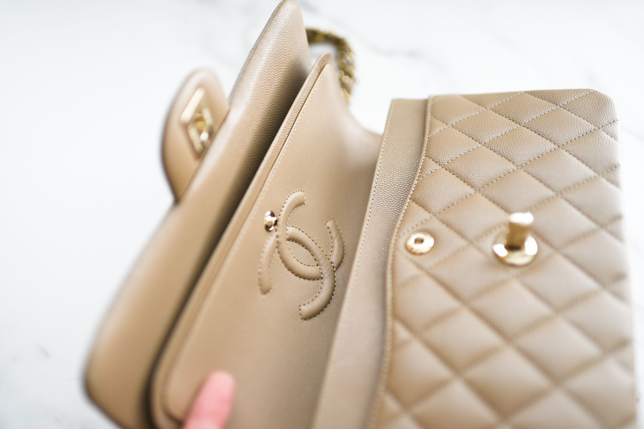 Chanel Classic Small Double Flap, 22A Dark Beige Caviar Leather with Gold  Hardware, New in Box GA001