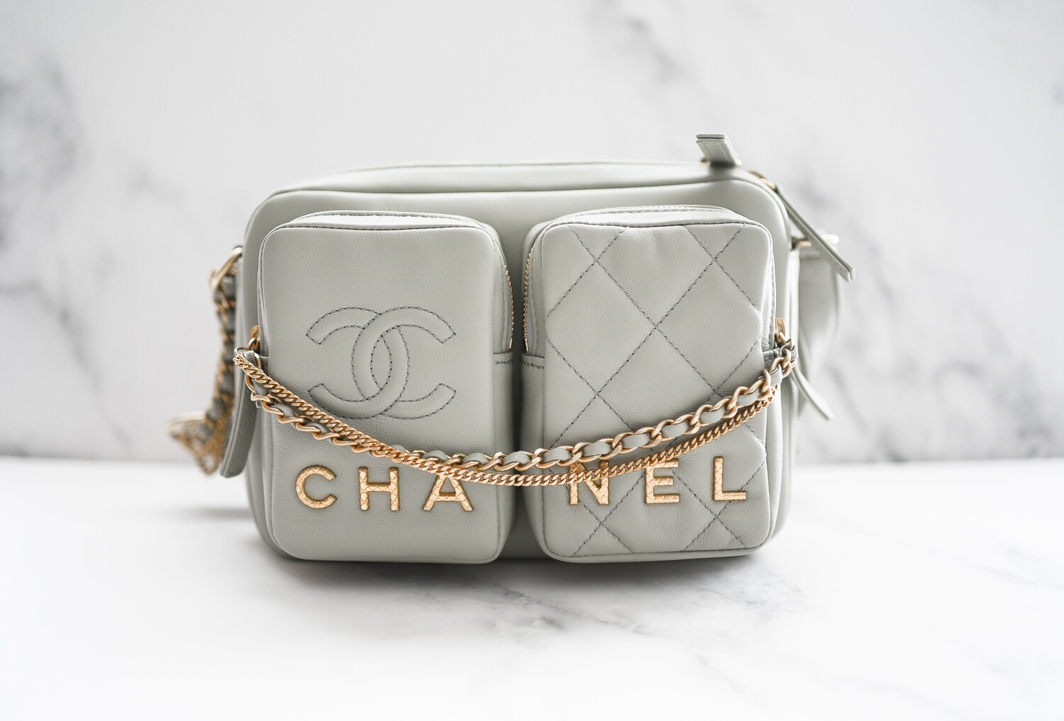 Chanel Grey Smooth Calfskin Camera Bag Small, New In Box GA002