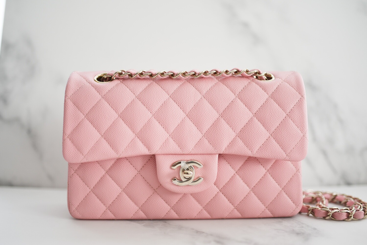 CHANEL 22C Pink Caviar Small Classic Flap LGHW New  Timeless Luxuries