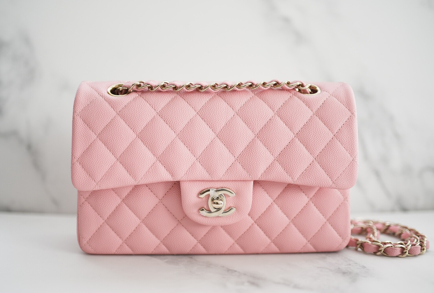 Chanel Light Pink Quilted Caviar Medium Classic Double Flap Light Gold  Hardware, 2022 Available For Immediate Sale At Sotheby's