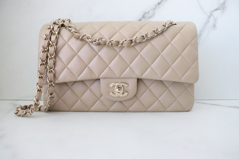 Chanel Classic Medium Double Flap, 21S Dark Beige Iridescent