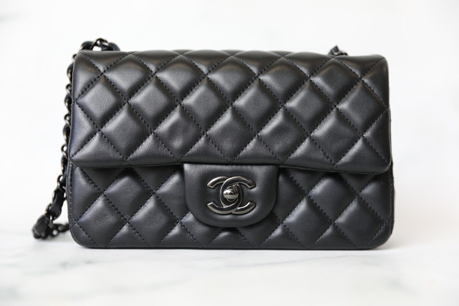 Chanel Classic Mini Rectangular, So Black Lambskin, Preowned in Box WA001 -  Julia Rose Boston