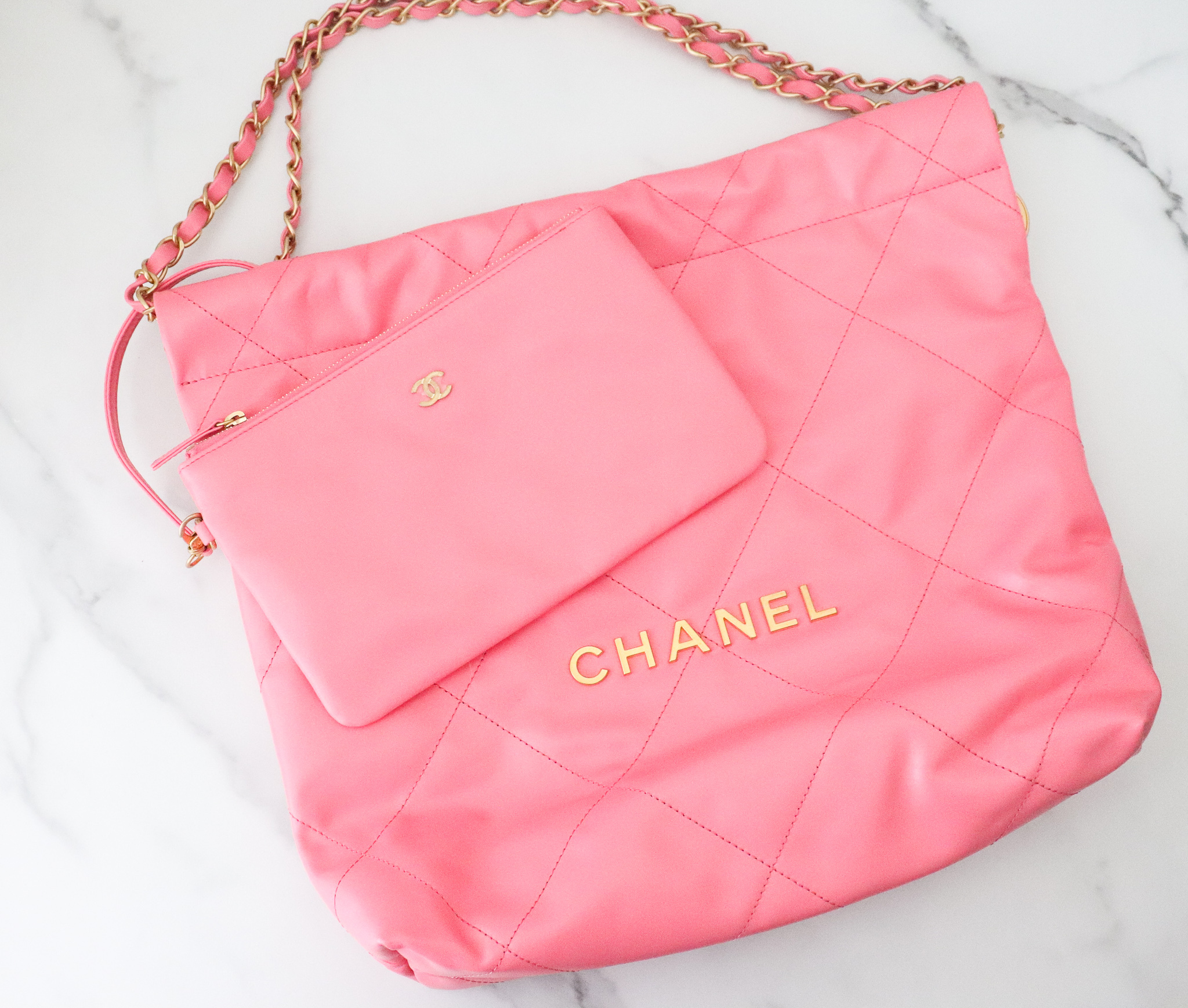 Chanel 22 Small Quilted Hobo Tote, Pink Calfskin with Gold Hardware, New in  Box GA001 - Julia Rose Boston