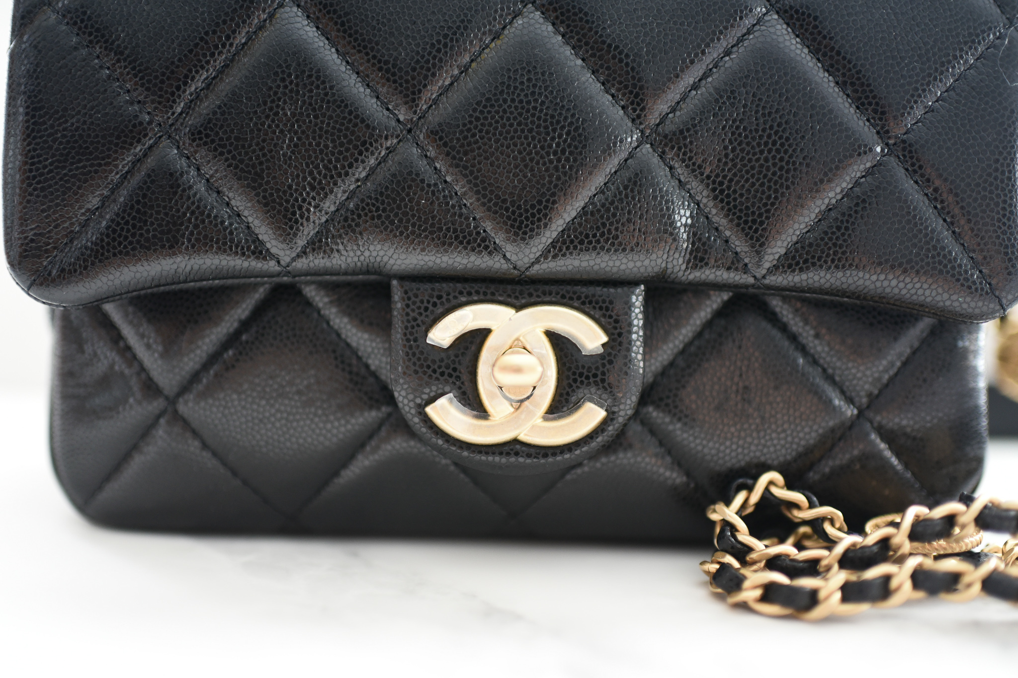 Chanel Seasonal Coin Flap Bag, Black Caviar with Gold Hardware